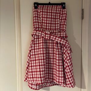 Stylish Red and White Plaid Mini Dress